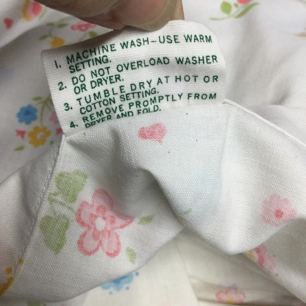 Wamsutta Vintage Queen Flat Floral Sheet Blue Pink Yellow Green